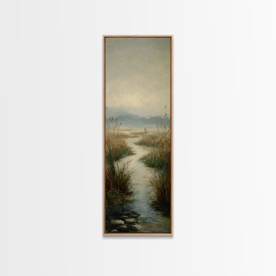 Classic Landscape with Winding River and Atmospheric Canvas Print, Art, Art Commission, Living Room Decor, Fine Art, ART-1x3-63