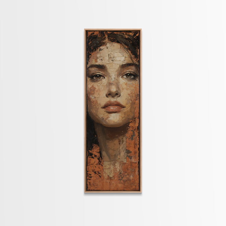 Expressive Portrait with Dramatic Light and Textured Framed Canvas Print, Art, Living Room Decor, Fine Art, Art Nouveau, ART-1x3-64