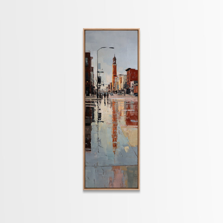Moody City Scene Reflected Framed Canvas Print, Art, Prints Wall Art, Living Room Decor, Fine Art, Fine Art Print, ART-1x3-70