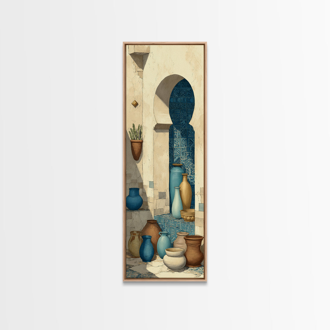 Architectural Archway in Warm Mediterranean Light Canvas Print, Art, Abstract Wall Art, Living Room Decor, Oil Painting, ART-1x3-82