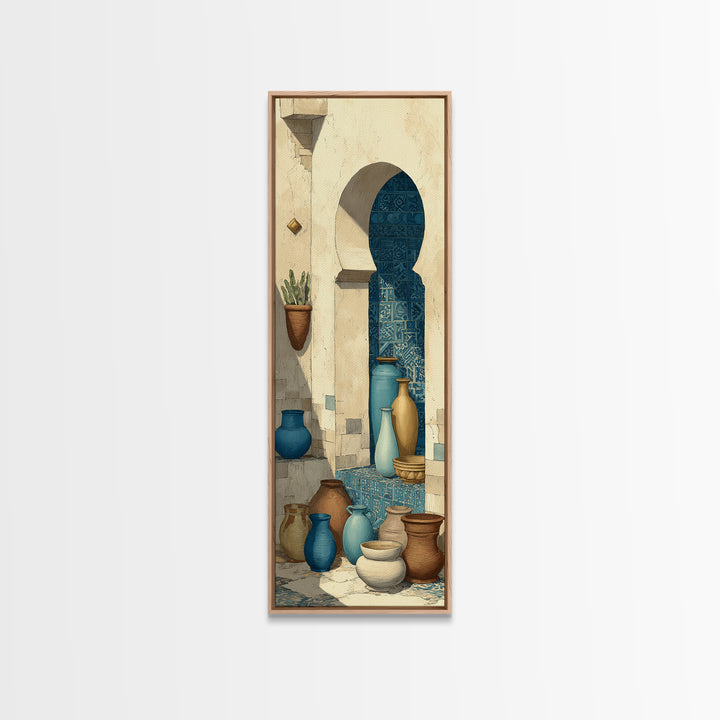 Architectural Archway in Warm Mediterranean Light Canvas Print, Art, Abstract Wall Art, Living Room Decor, Oil Painting, ART-1x3-82