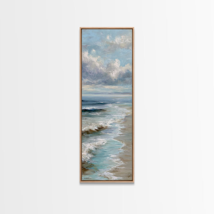 Dramatic Seascape with Foam and Storm Clouds Framed Canvas Print, Art, Wall Art, Living Room Decor, Fine Art, ART-1x3-84