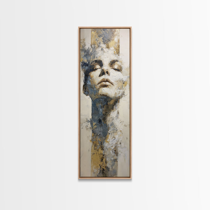 Expressive Portrait with Dramatic Light and Textured Canvas Print, Art, Metal Wall Art, Living Room Decor, Oil Painting, ART-1x3-88