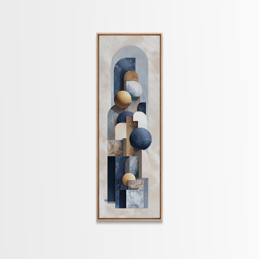 Modern Sculptural Shapes Rendered as Painted Forms Canvas Print, Art, Neutral Decor, Living Room Decor, Abstract Art, ART-1x3-90