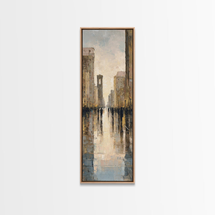 Moody City Scene Reflected Canvas Print, Art, Pink Wall Art, Living Room Decor, Fine Art, Textured Painting, ART-1x3-94
