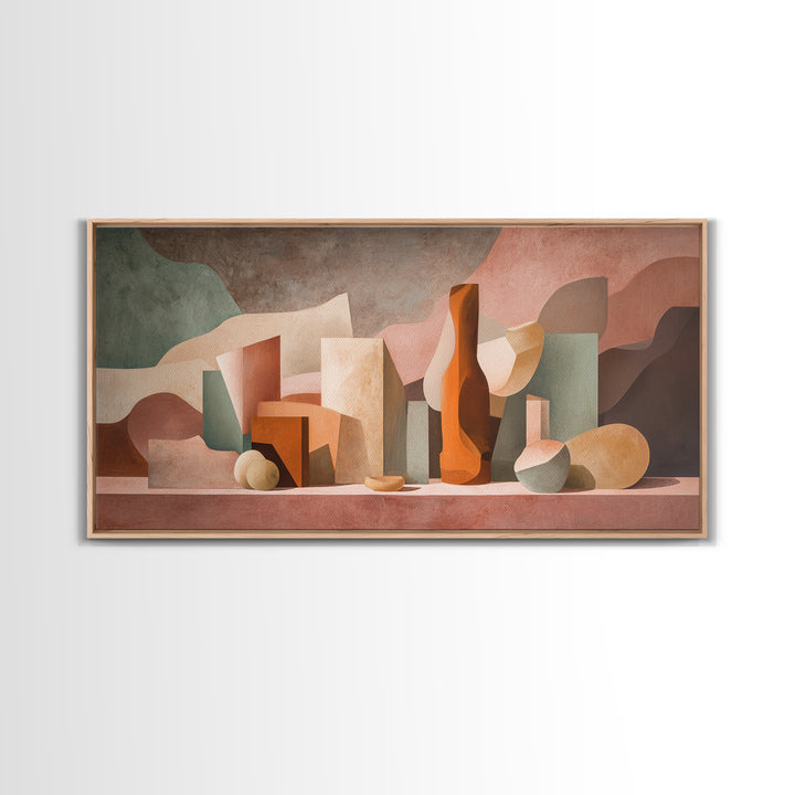 Modern Sculptural Shapes Rendered as Painted Forms Canvas Print, Art, Wall Decor, Living Room Decor, Fine Art, ART-2x1-26