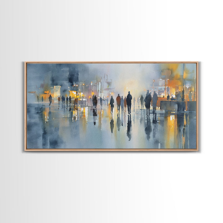 Moody City Scene Reflected Framed Canvas Print, Art, Neutral Decor, Living Room Decor, Fine Art, Art Prints, ART-2x1-30