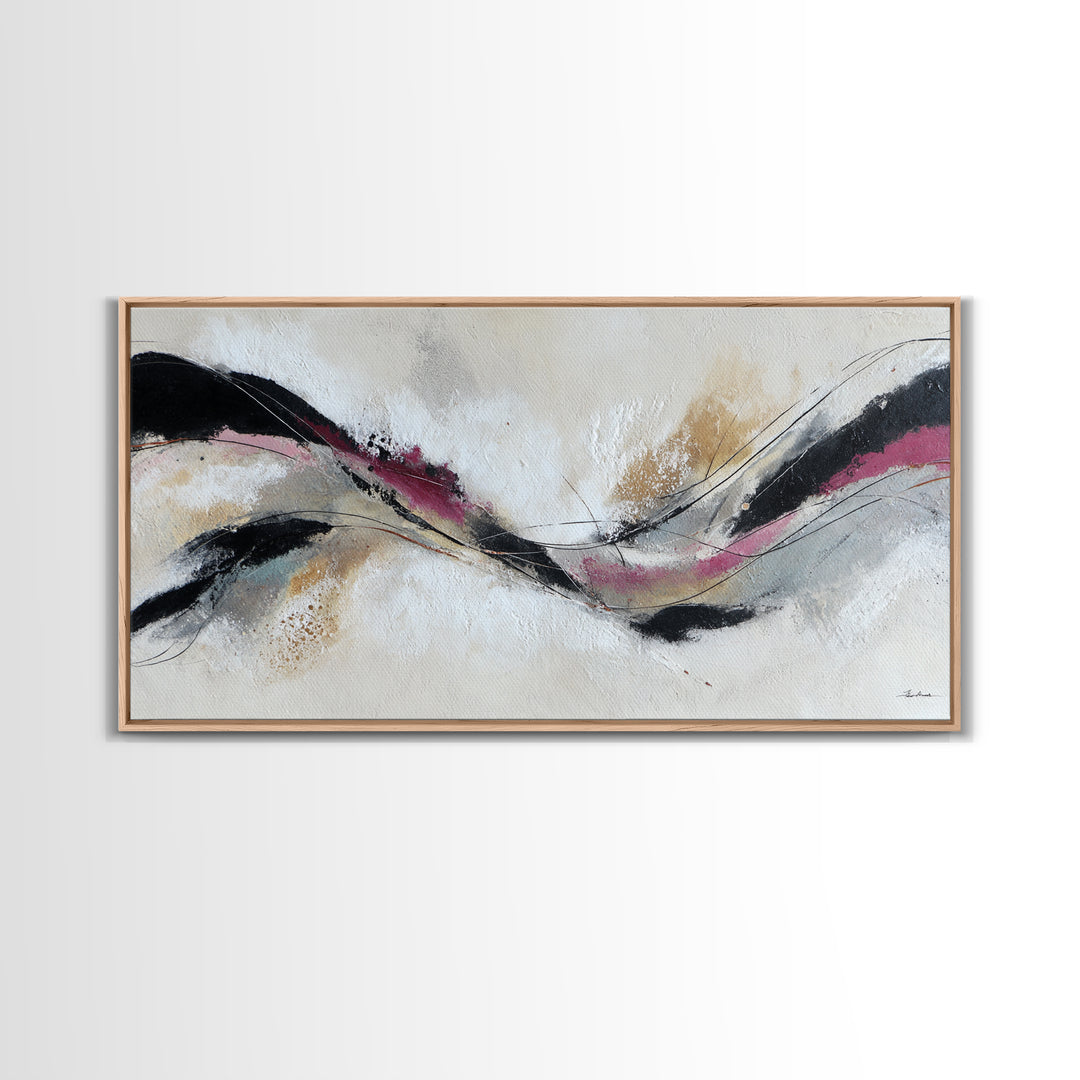 Contemporary Abstract with Layered Pigments and Energetic Framed Canvas Print, Art, Boho Decor, Living Room Decor, Fine Art, ART-2x1-46