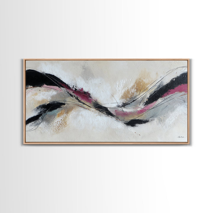 Contemporary Abstract with Layered Pigments and Energetic Framed Canvas Print, Art, Boho Decor, Living Room Decor, Fine Art, ART-2x1-46