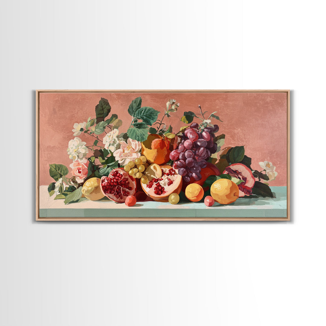 Bold Pop Fruit Composition Framed Canvas Print, Art, Printable Wall Art, Living Room Decor, Oil Painting, Canvas Art, ART-2x1-60