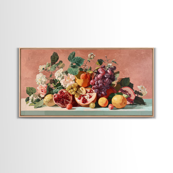 Bold Pop Fruit Composition Framed Canvas Print, Art, Printable Wall Art, Living Room Decor, Oil Painting, Canvas Art, ART-2x1-60