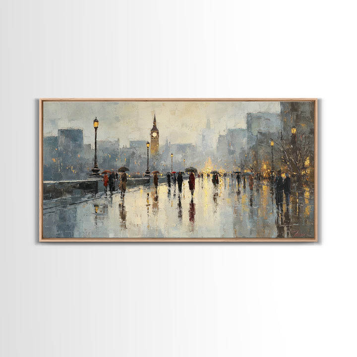 Moody City Scene Reflected Canvas Print, Art, Luxury Decor, Living Room Decor, Fine Art, Metal Wall Art, Art Commission, ART-2x1-78