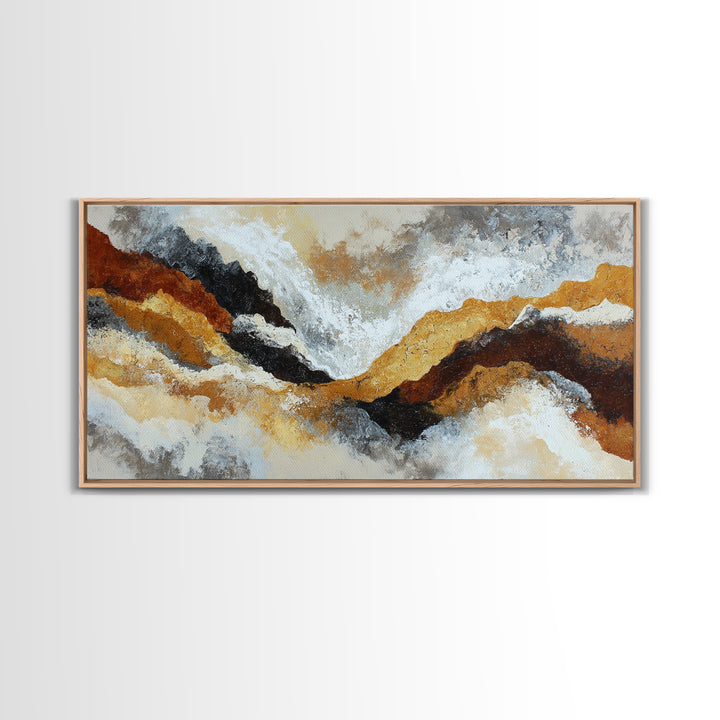 Contemporary Abstract with Layered Pigments and Energetic Canvas Print, Art, Minimalist Decor, Living Room Decor, Fine Art, ART-2x1-94