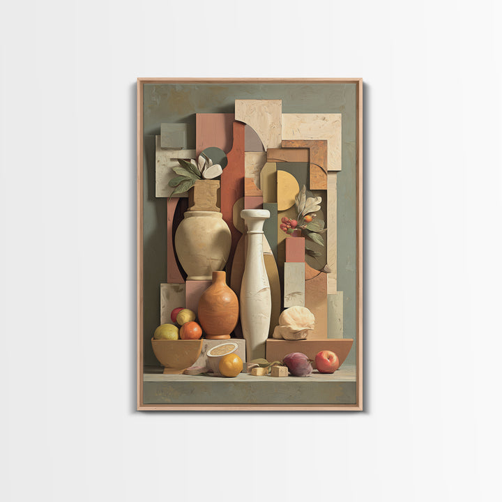Modern Sculptural Shapes Rendered as Painted Forms Canvas Print, Art, Neutral Decor, Living Room Decor, Abstract Art, ART-2x3-14