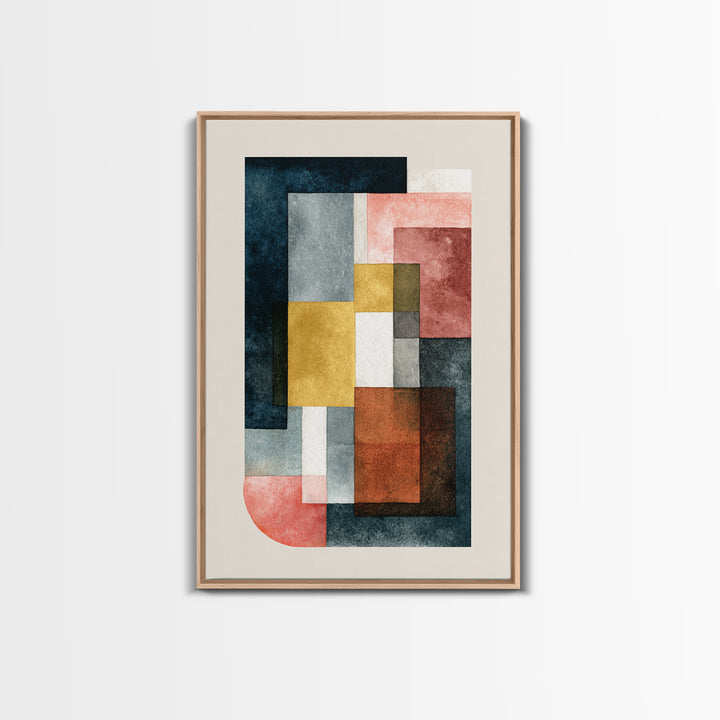 Geometric Color Study Framed Canvas Print, Art, Textured Painting, Living Room Decor, Fine Art, Digital Wall Art, ART-2x3-17
