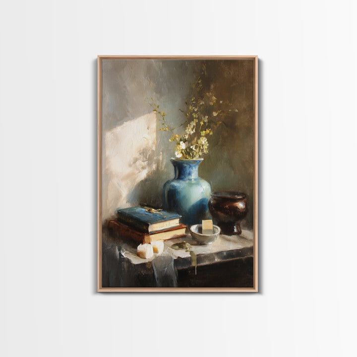 Sunlit Interior Still Life Framed Canvas Print, Art, Fine Art Print, Living Room Decor, Fine Art, Digital Art, ART-2x3-22