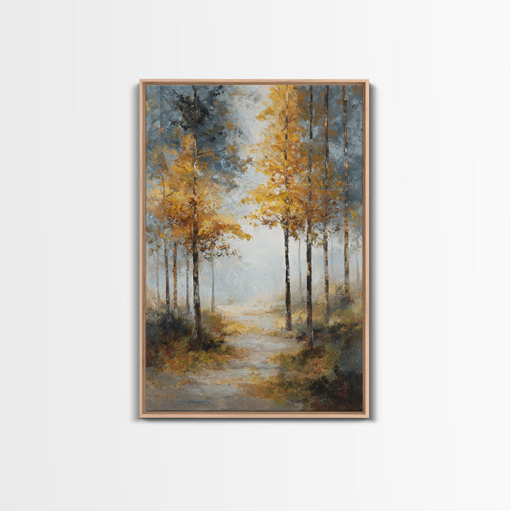 Woodland Path with Golden Autumn Atmosphere Canvas Print, Art, Printable Art, Living Room Decor, Fine Art, Statement Artwork, ART-2x3-31