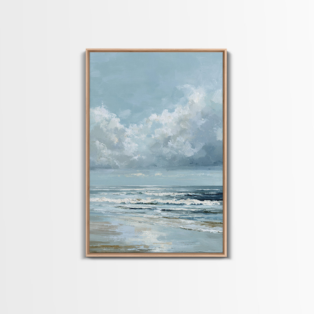 Dramatic Seascape with Foam and Storm Clouds Canvas Print, Art, Canvas Art, Living Room Decor, Fine Art, Horizontal Wall Art, ART-2x3-32