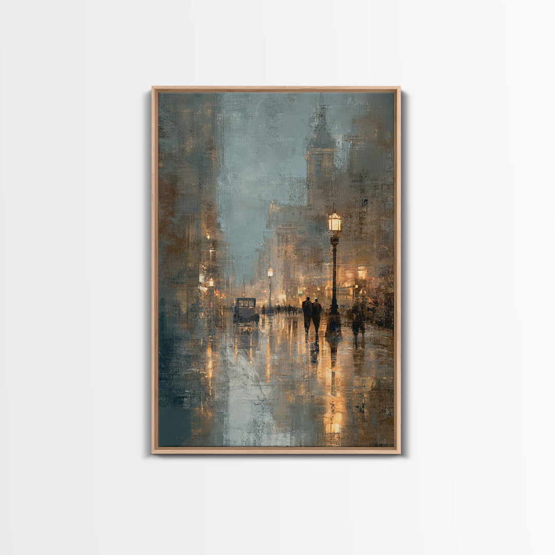 Moody City Scene Reflected Canvas Print, Art, Room Decor, Living Room Decor, Oil Painting, Art Commission, Digital Wall Art, ART-2x3-66