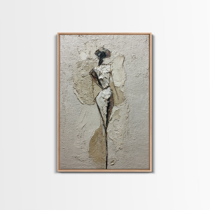 Simple Monochrome Figure Study Framed Canvas Print, Art, Minimalist Decor, Living Room Decor, Fine Art, Large Wall Art, ART-2x3-68