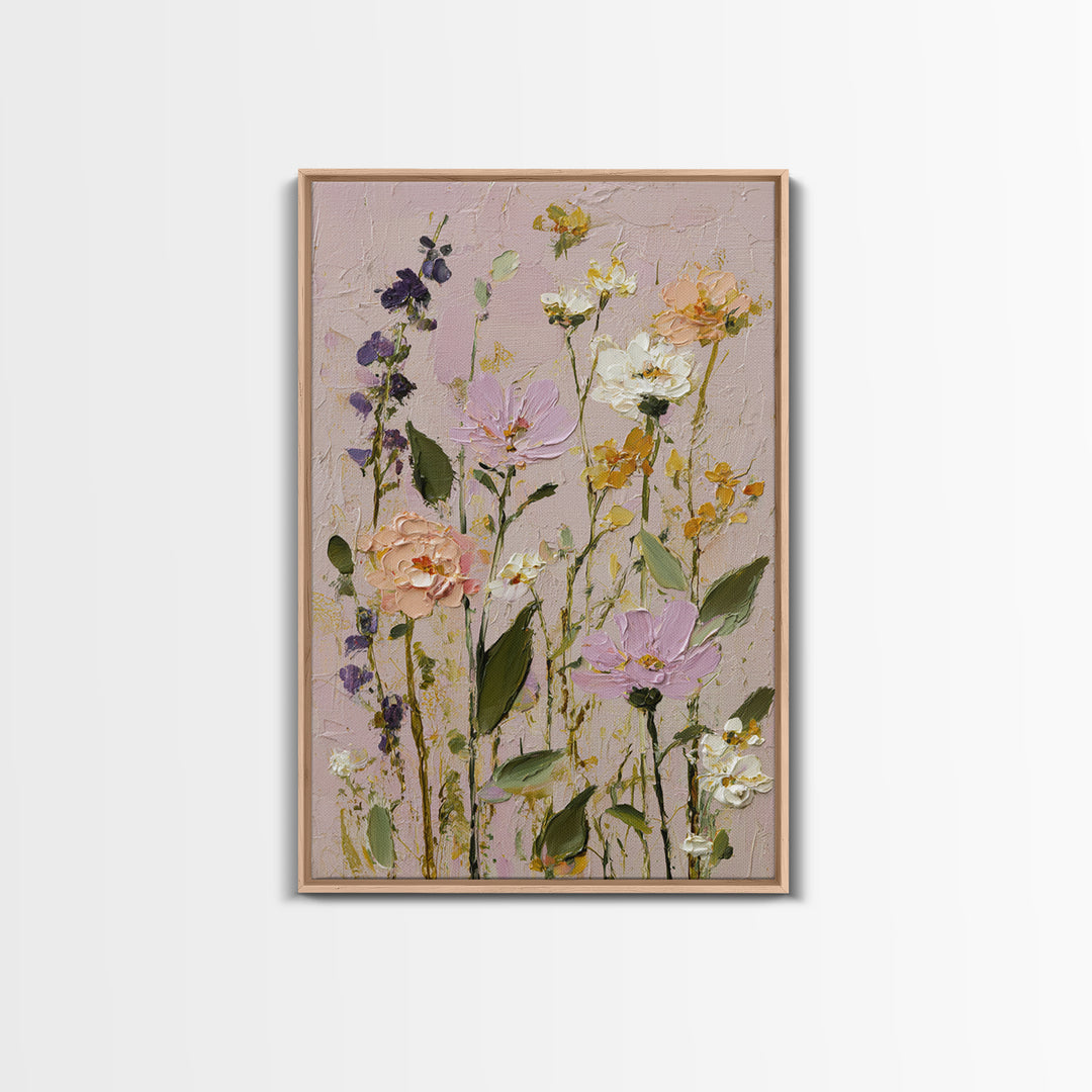 Painterly Meadow with Loose Impressionist Flowers Canvas Print, Art, Luxury Decor, Living Room Decor, Oil Painting, ART-2x3-71