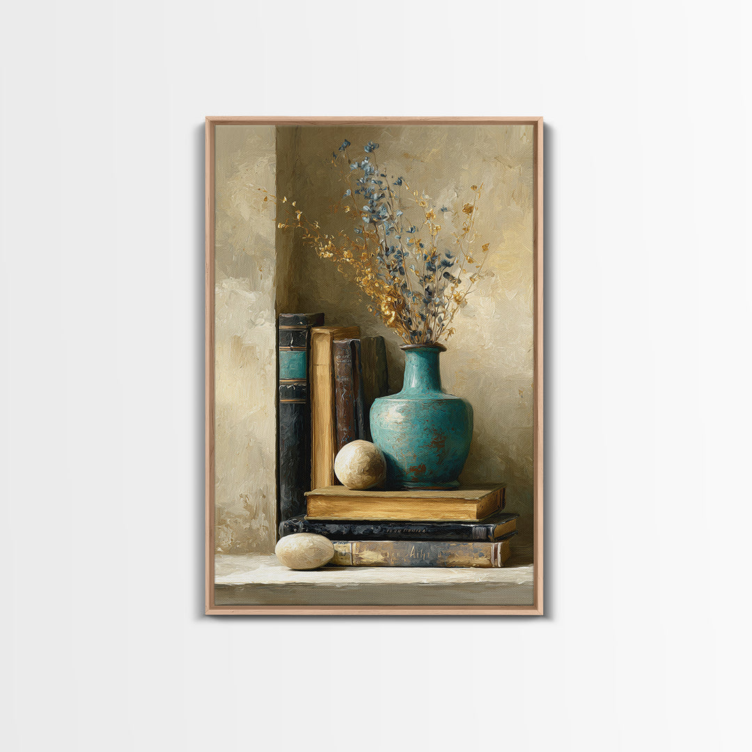 Sunlit Interior Still Life Framed Canvas Print, Art, Art Prints, Living Room Decor, Fine Art, Framed Wall Art, ART-2x3-94