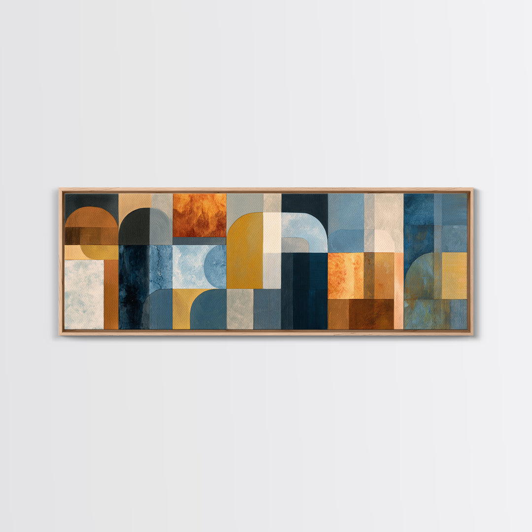 Geometric Color Study Framed Canvas Print, Art, Metal Wall Art, Living Room Decor, Abstract Art, Textured Wall Art, ART-3x1-1