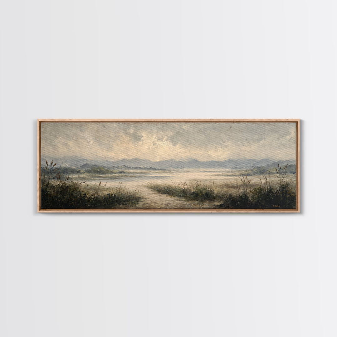 Classic Landscape with Winding River and Atmospheric Canvas Print, Art, Gallery Decor, Living Room Decor, Fine Art, ART-3x1-19