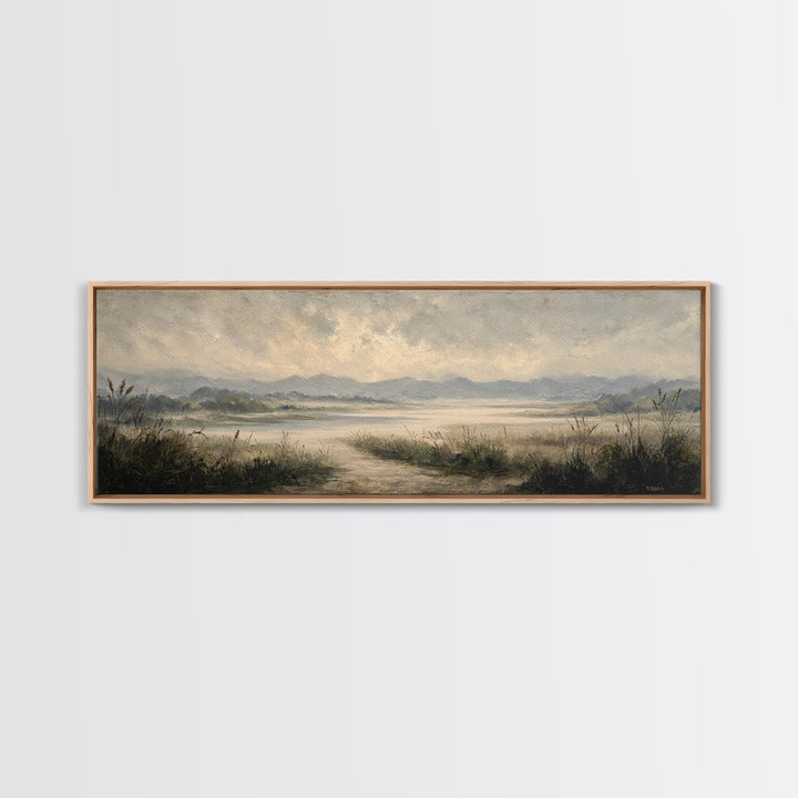 Classic Landscape with Winding River and Atmospheric Canvas Print, Art, Gallery Decor, Living Room Decor, Fine Art, ART-3x1-19