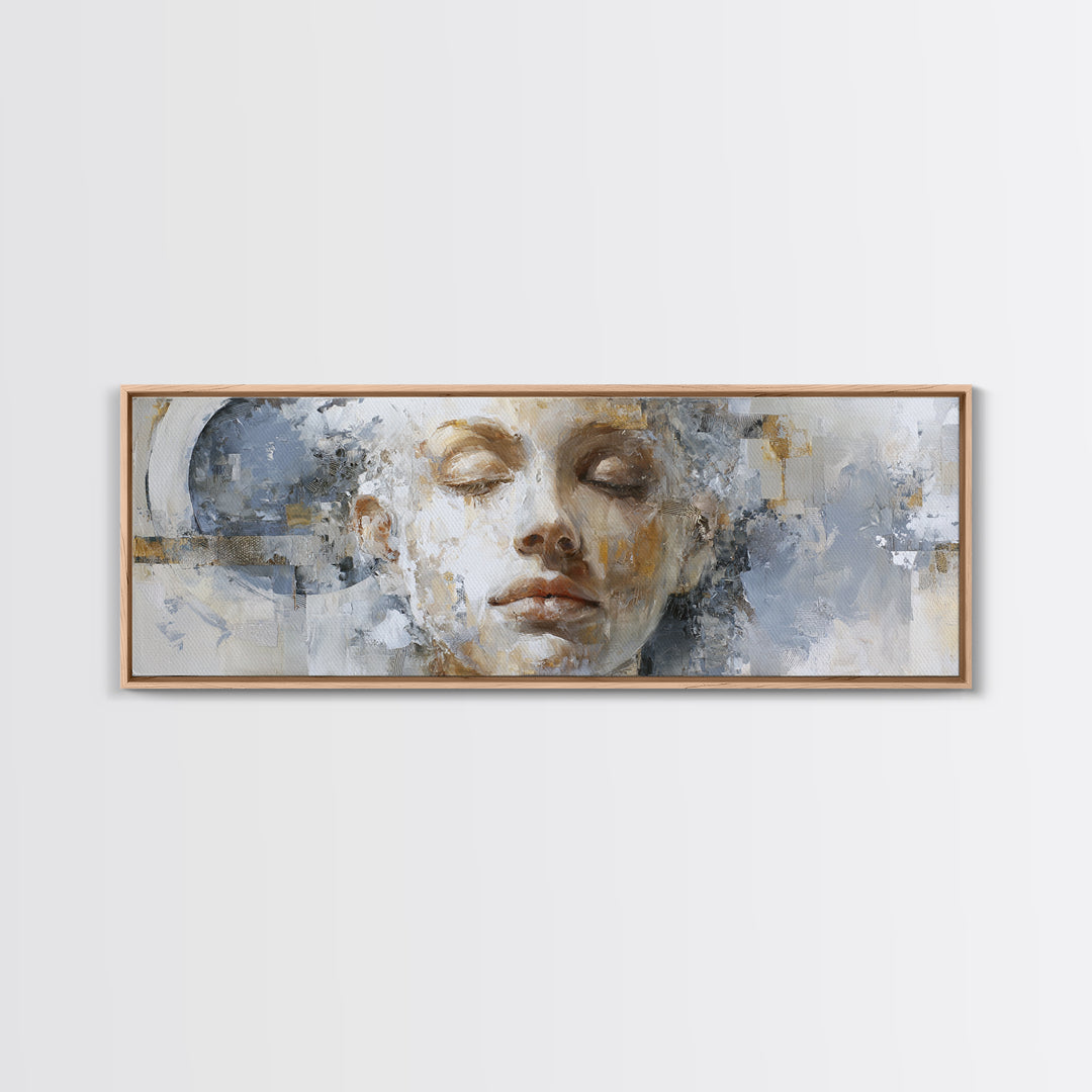 Expressive Portrait with Dramatic Light and Textured Framed Canvas Print, Art, Home Decor, Living Room Decor, Fine Art, ART-3x1-44