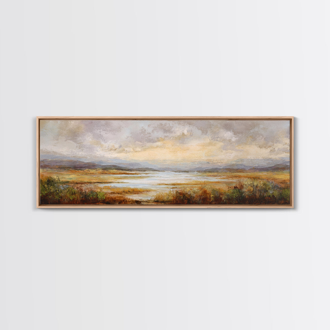 Quiet Mountain Scene Framed Canvas Print, Art, Framed Wall Art, Living Room Decor, Fine Art, Resin Art, Boho Wall Art, ART-3x1-57