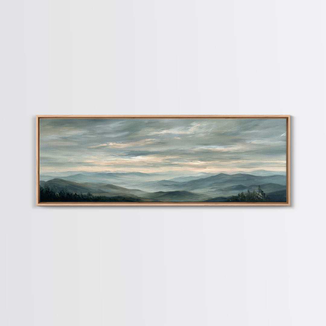 Quiet Mountain Scene Framed Canvas Print, Art, Framed Wall Art, Living Room Decor, Fine Art, Resin Art, Boho Wall Art, ART-3x1-81