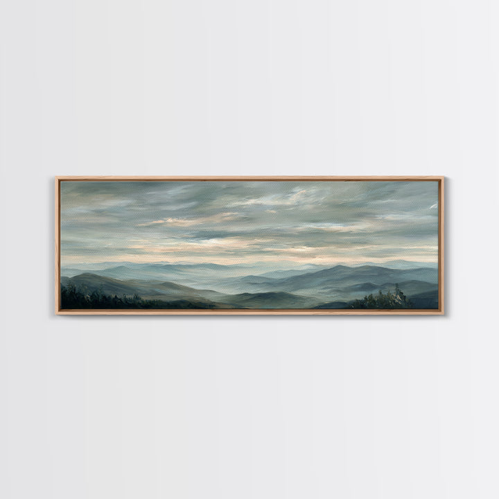 Quiet Mountain Scene Framed Canvas Print, Art, Framed Wall Art, Living Room Decor, Fine Art, Resin Art, Boho Wall Art, ART-3x1-81