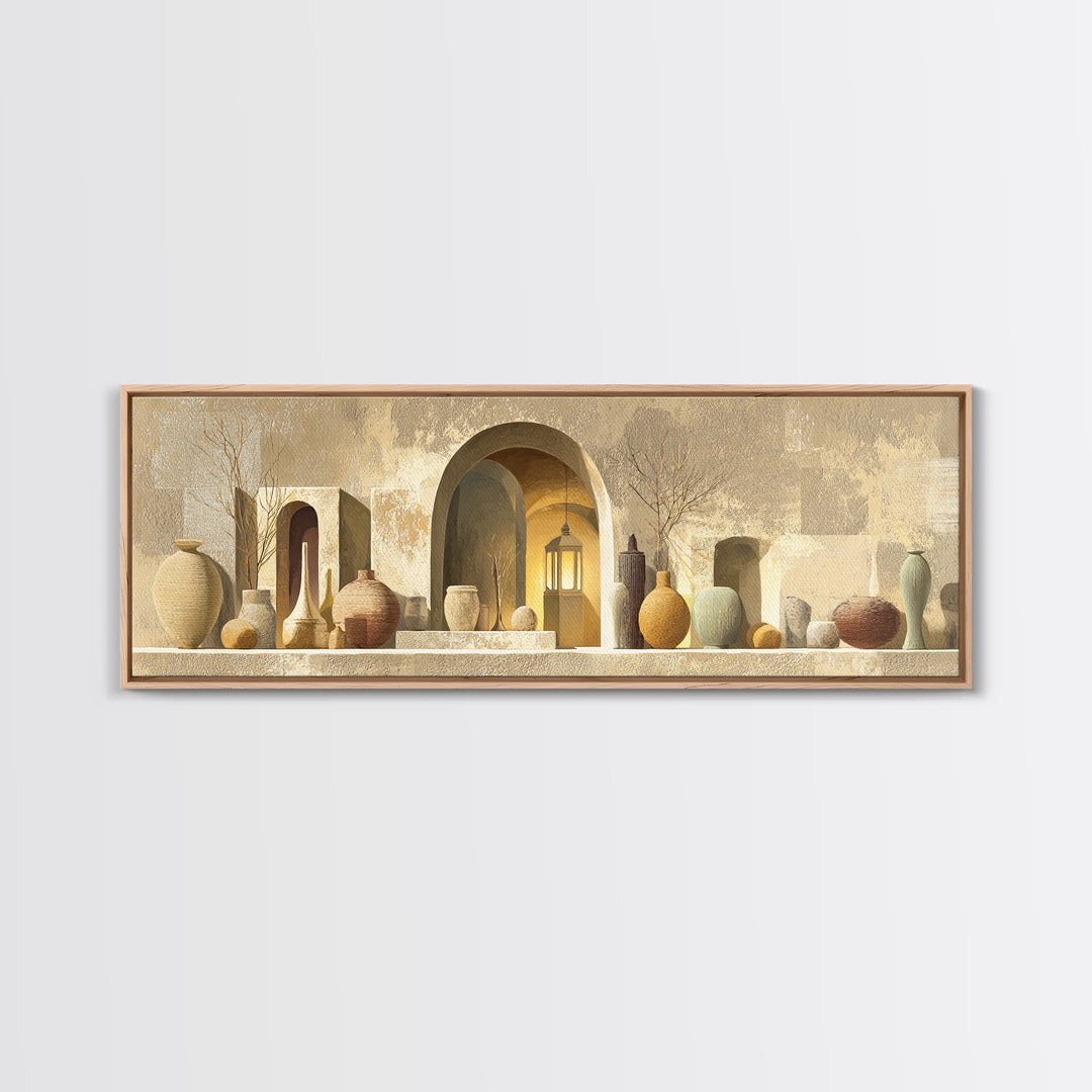 Architectural Archway in Warm Mediterranean Light Canvas Print, Art, Digital Art, Living Room Decor, Watercolor Art, ART-3x1-86