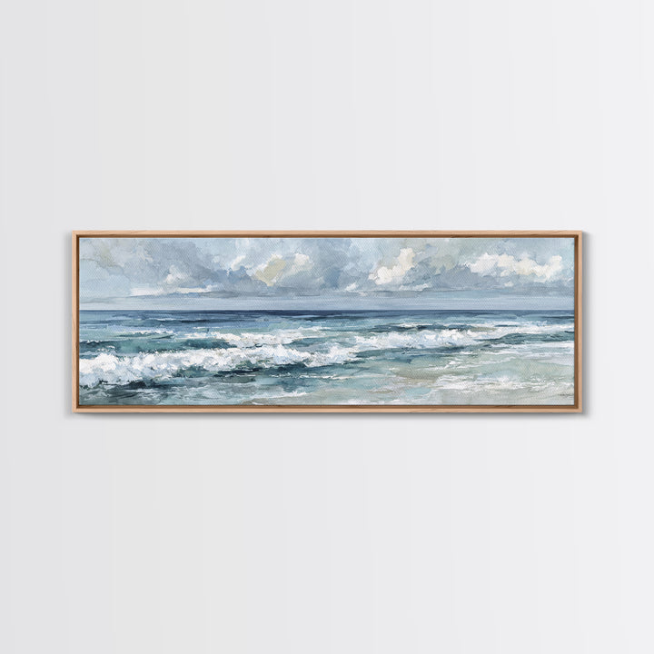 Dramatic Seascape with Foam and Storm Clouds Canvas Print, Art, Textured Painting, Living Room Decor, Oil Painting, ART-3x1-88