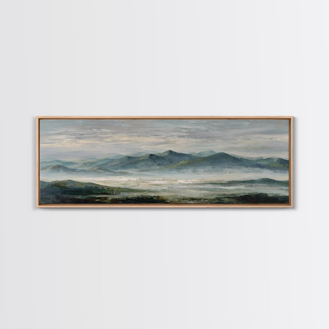 Quiet Mountain Scene Framed Canvas Print, Art, Art Print, Living Room Decor, Fine Art, Canvas Wall Art, Abstract Art, ART-3x1-9