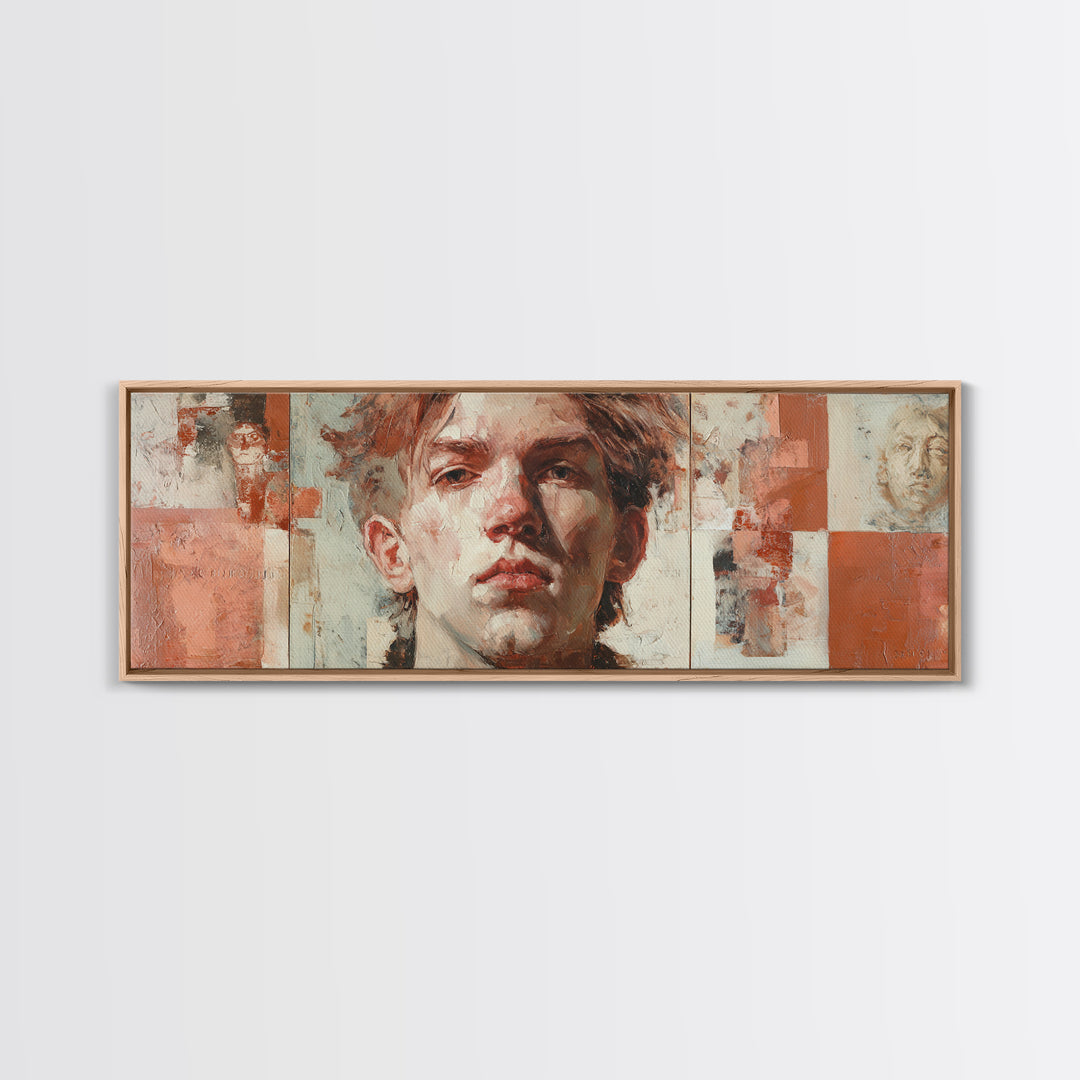 Expressive Portrait with Dramatic Light and Textured Canvas Print, Art, Art Print, Living Room Decor, Fine Art, ART-3x1-92