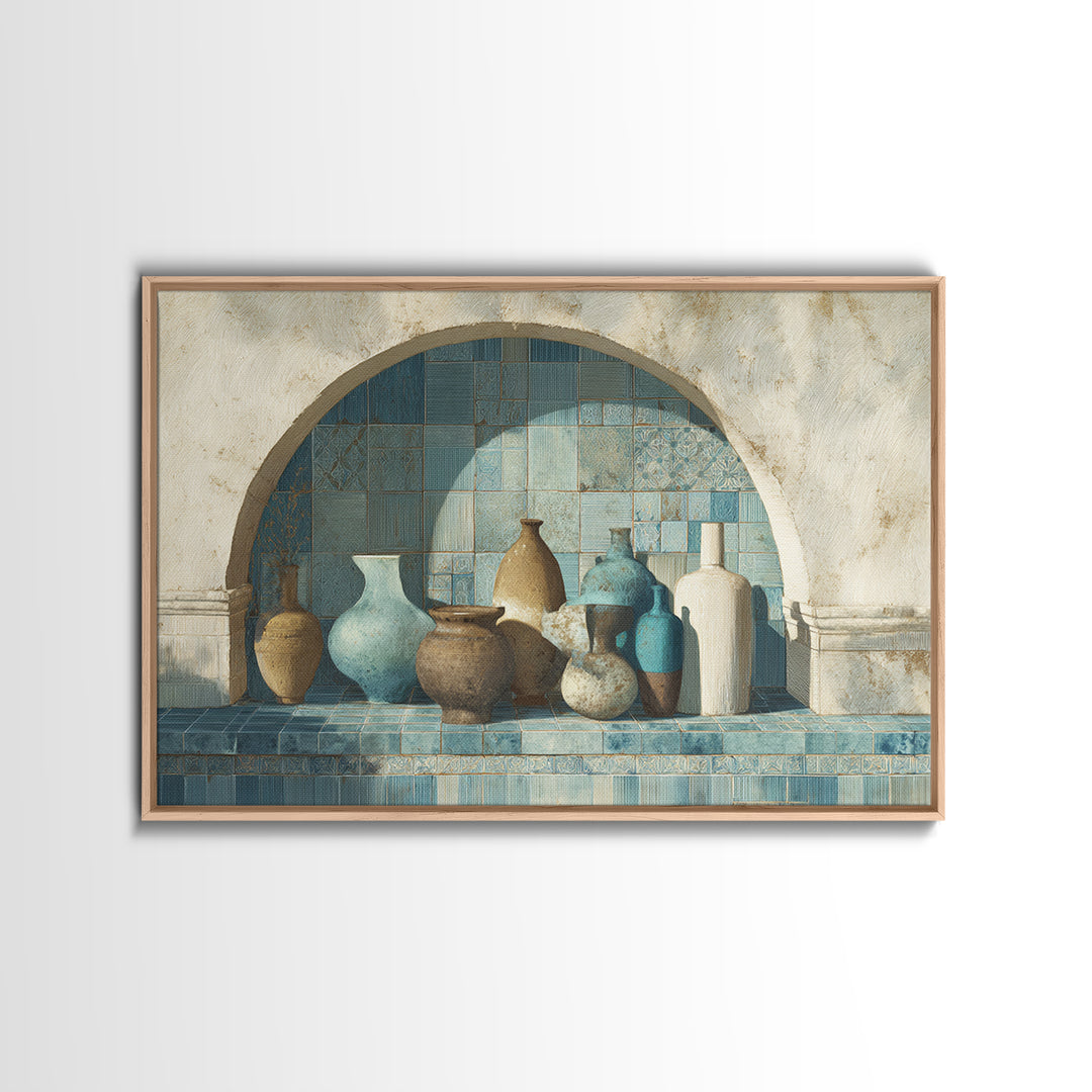 Architectural Archway in Warm Mediterranean Light Canvas Print, Art, Digital Art, Living Room Decor, Watercolor Art, ART-3x2-26