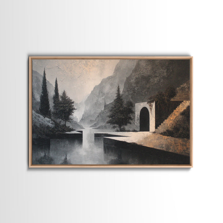 Woodland Path with Golden Autumn Atmosphere Canvas Print, Art, Art Prints, Living Room Decor, Fine Art, Framed Wall Art, ART-3x2-3