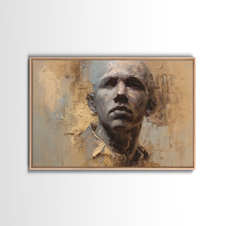 Expressive Portrait with Dramatic Light and Textured Canvas Print, Art, Art Commission, Living Room Decor, Fine Art, ART-3x2-32