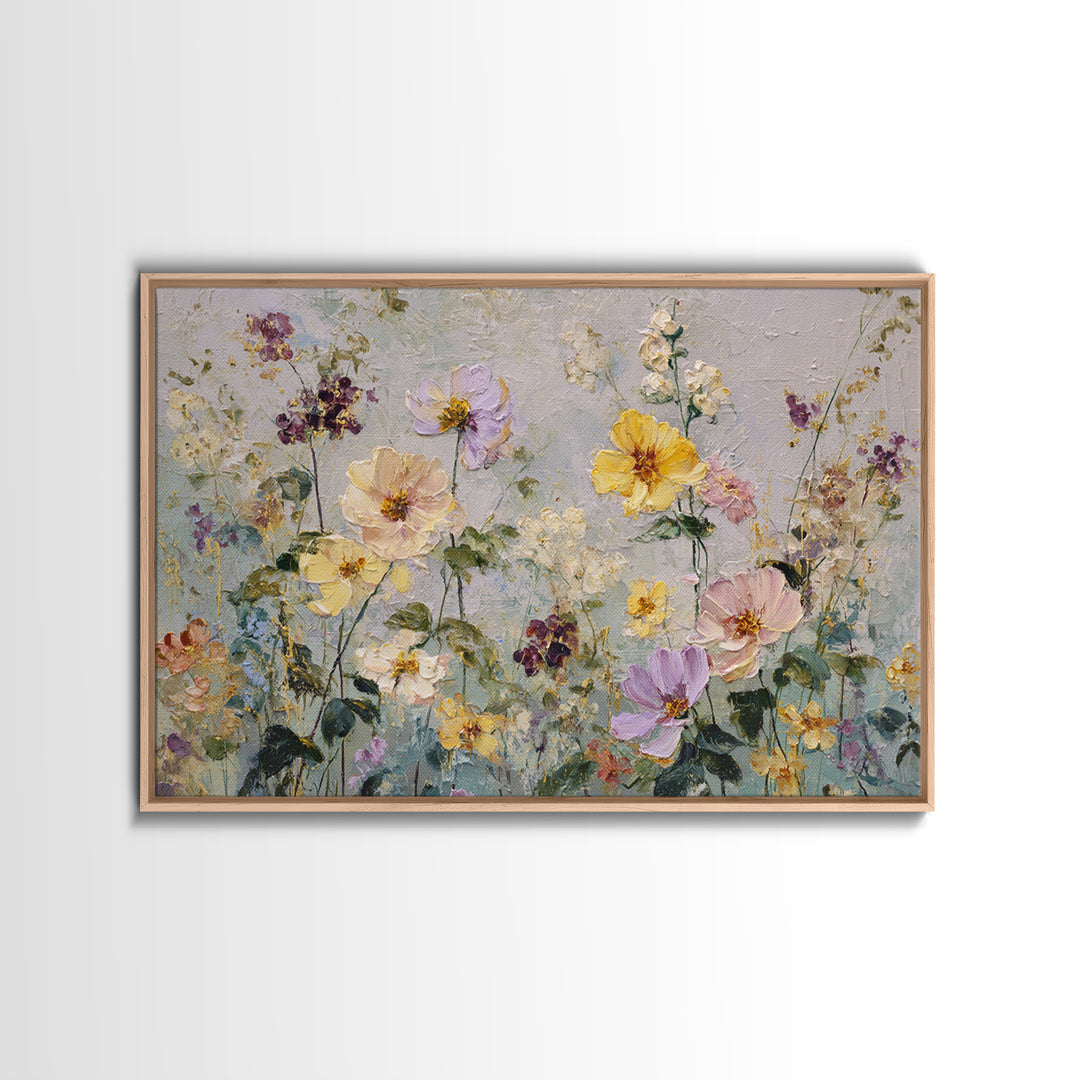 Painterly Meadow with Loose Impressionist Flowers Canvas Print, Art, Canvas Art, Living Room Decor, Fine Art, ART-3x2-43