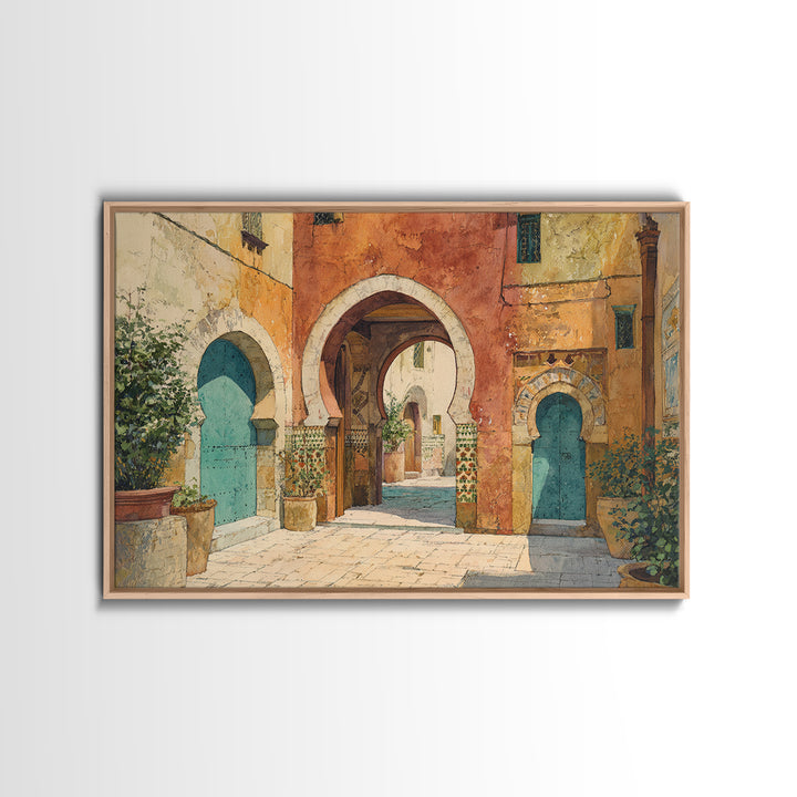Architectural Archway in Warm Mediterranean Light Canvas Print, Art, Canvas Wall Art, Living Room Decor, Fine Art, ART-3x2-98