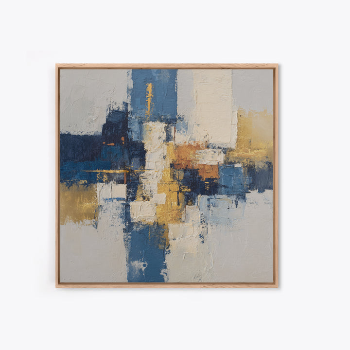 Bold Navy and Ivory Abstract Brushwork Canvas Print, Above Sofa Art, Horizontal Wall Art, Living Room Decor, Abstract Art, ASA-1x1-18