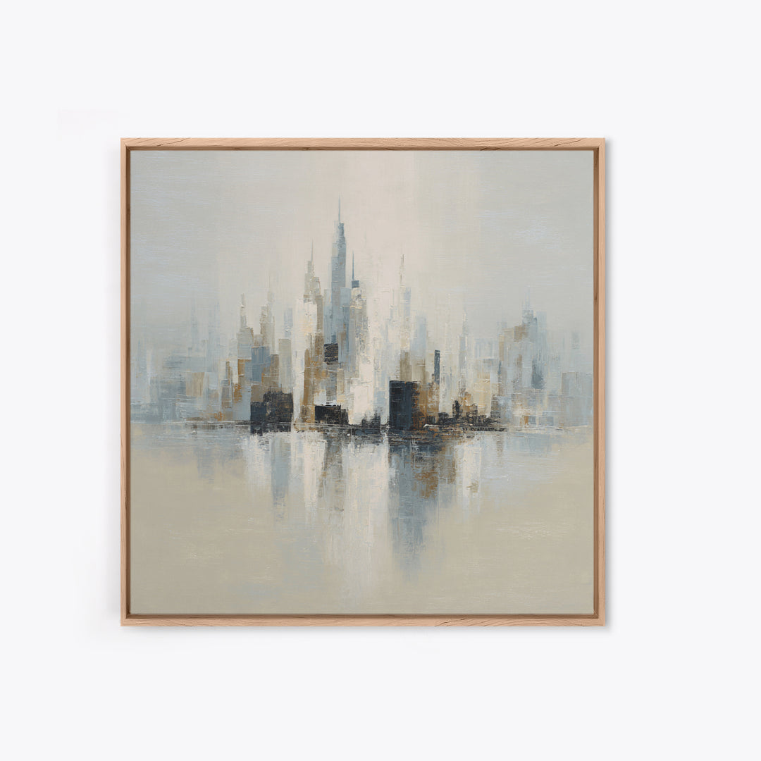 Quiet City Skyline Reduced to Elegant Shapes Canvas Print, Above Sofa Art, Oversized Wall Art, Living Room Decor, Statement, ASA-1x1-22