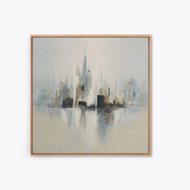 Quiet City Skyline Reduced to Elegant Shapes Canvas Print, Above Sofa Art, Oversized Wall Art, Living Room Decor, Statement, ASA-1x1-22