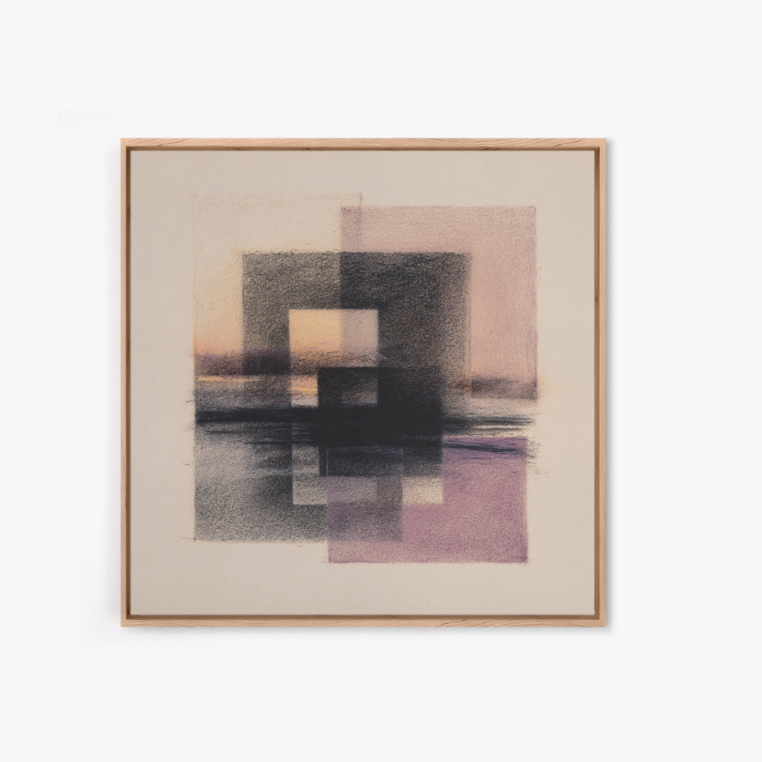 Minimal Black Ink Composition Framed Canvas Print, Above Sofa Art, Gallery Decor, Living Room Decor, Fine Art, Statement, ASA-1x1-32
