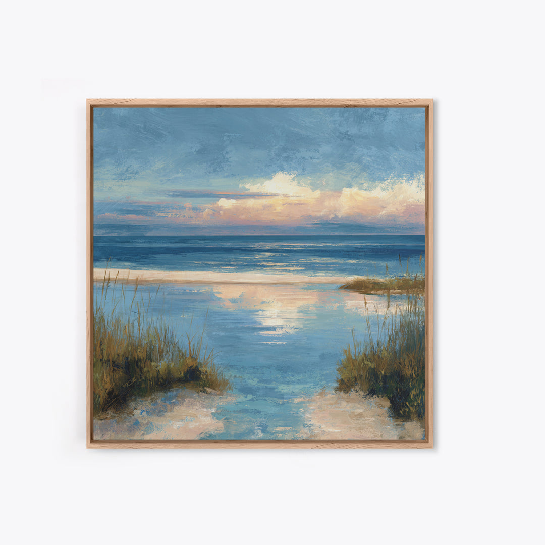 Moody Seascape at Twilight Canvas Print, Above Sofa Art, Living Room Decor, Watercolor Art, Statement 036, Set of Prints, ASA-1x1-36