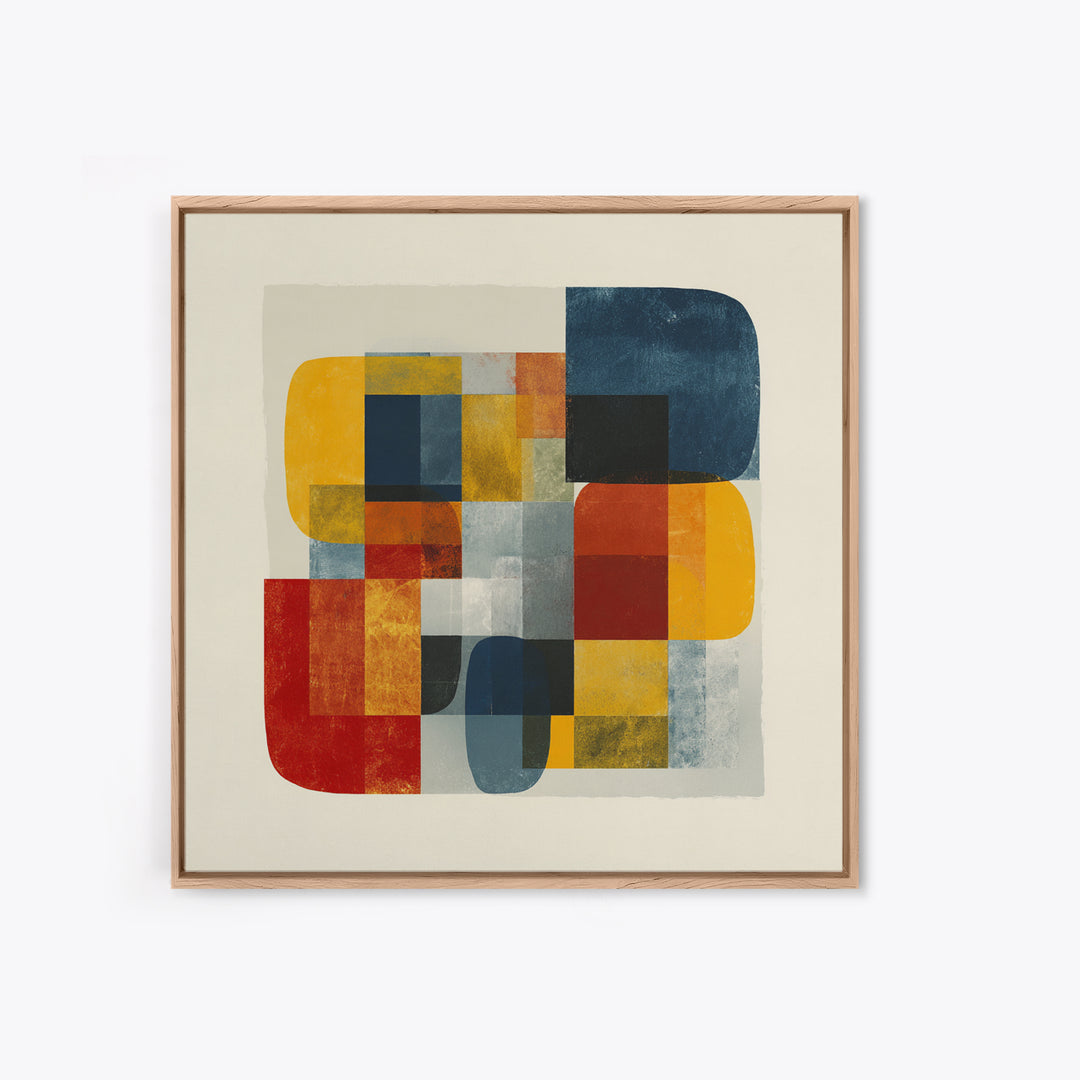 Bold Mid Century Geometric Forms Canvas Print, Above Sofa Art, Home Decor, Living Room Decor, Abstract Art, Statement, ASA-1x1-4