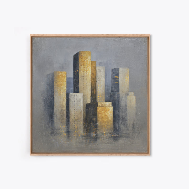 Quiet City Skyline Reduced to Elegant Shapes Canvas Print, Above Sofa Art, Bedroom Wall Art, Living Room Decor, Statement, ASA-1x1-46