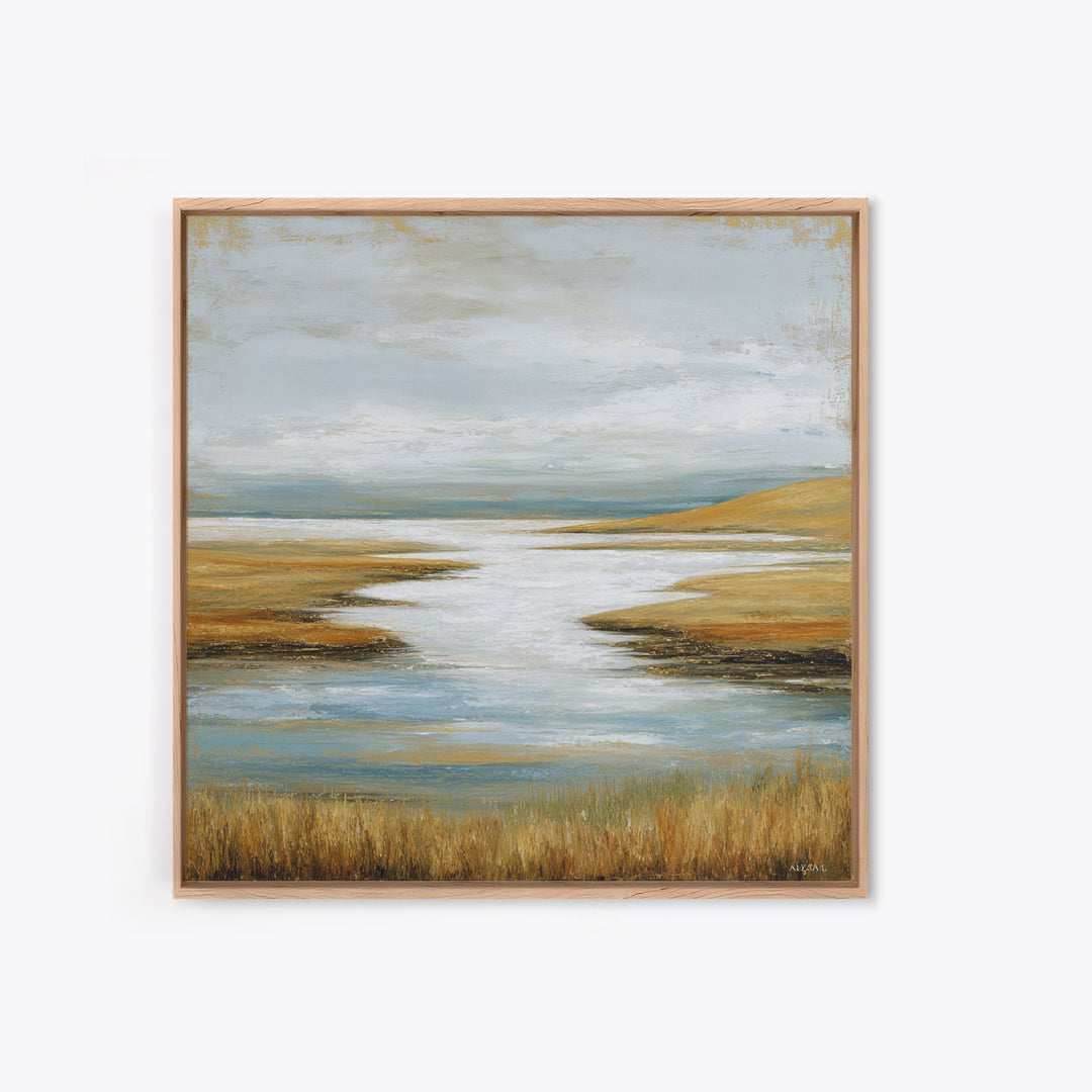 Abstract River Bends Framed Canvas Print, Above Sofa Art, Horizontal Wall Art, Living Room Decor, Fine Art, Statement, ASA-1x1-47